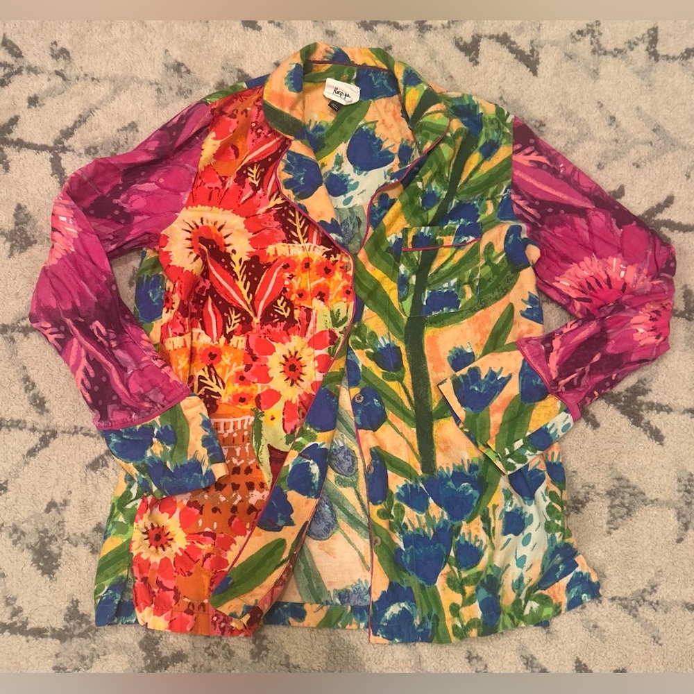 Anthropologie Roeqiya Fris Garden Bloom Flannel Pajama PJ Top. Large.
